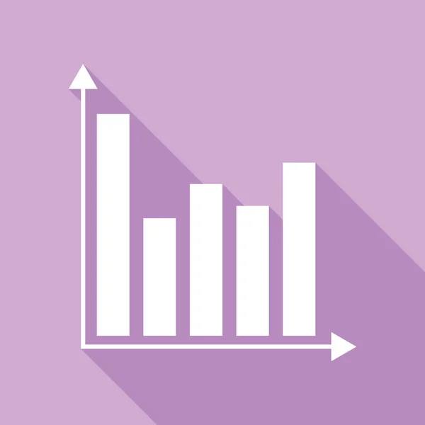 Wirtschaftsgrafik Zeichen Weiße Ikone Mit Langem Schatten Auf Violettem Hintergrund — Stockvektor