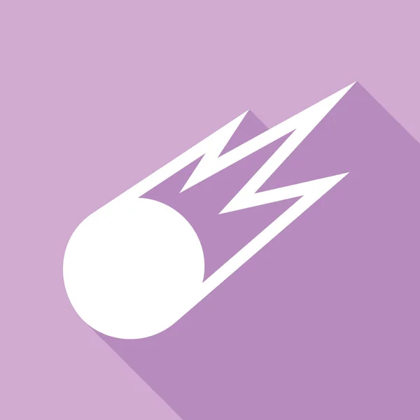 陨石的信号 紫色背景的长阴影白色图标 — 图库矢量图片