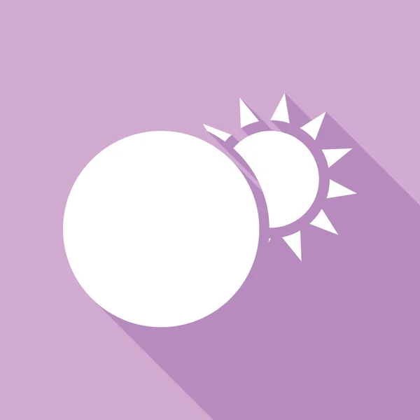 Sinal Eclipse Solar Ícone Branco Com Sombra Longa Fundo Roxo —  Vetores de Stock