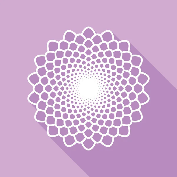 Linear Mandala Sign Ikon Putih Dengan Bayangan Panjang Latar Belakang - Stok Vektor