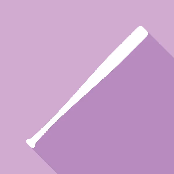 野球クロスバットのアイコン 紫色の背景に長い影の白いアイコン — ストックベクタ