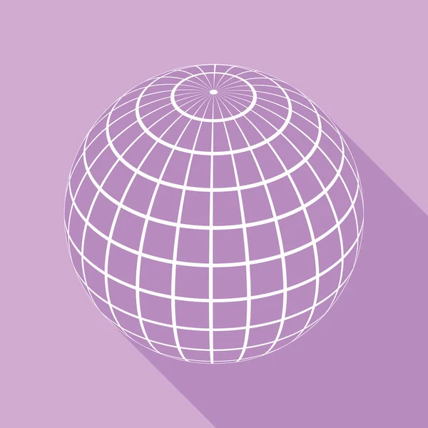 Globus Linearzeichen Weiße Ikone Mit Langem Schatten Auf Violettem Hintergrund — Stockvektor