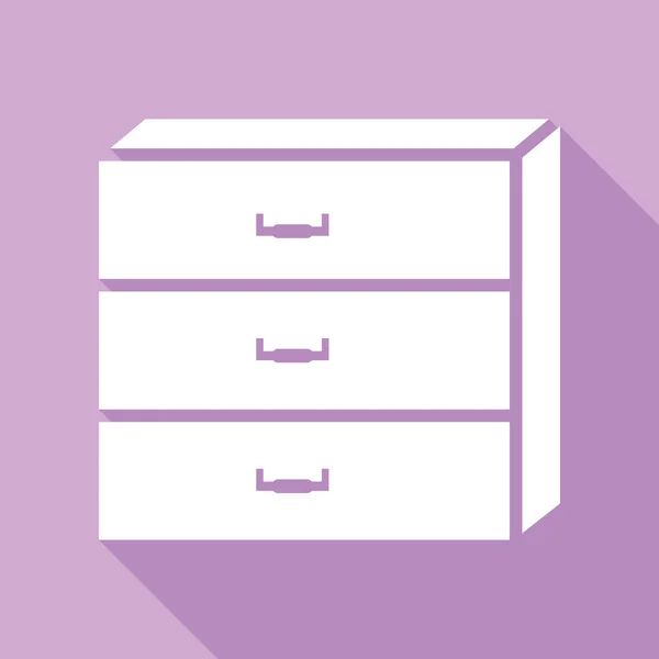 Nachttischzeichen Weiße Ikone Mit Langem Schatten Auf Violettem Hintergrund — Stockvektor