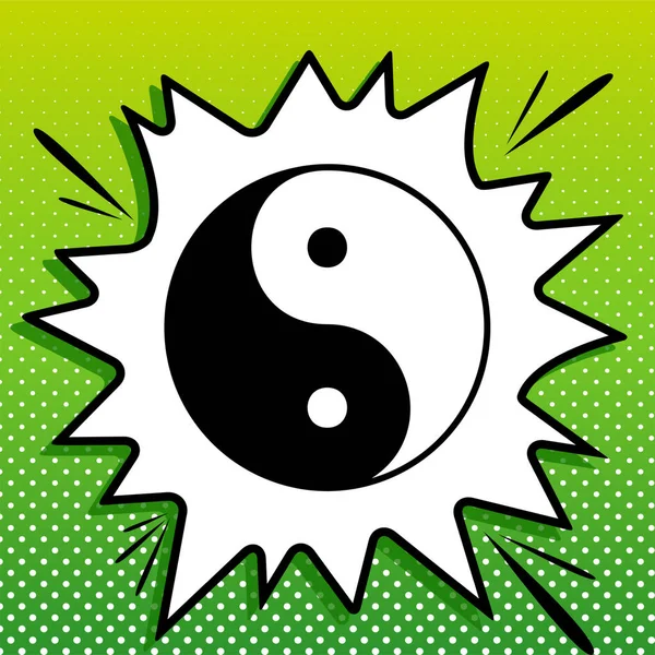 Ying Yang Symbolem Harmonii Równowagi Czarna Ikona Białym Popart Splash — Wektor stockowy