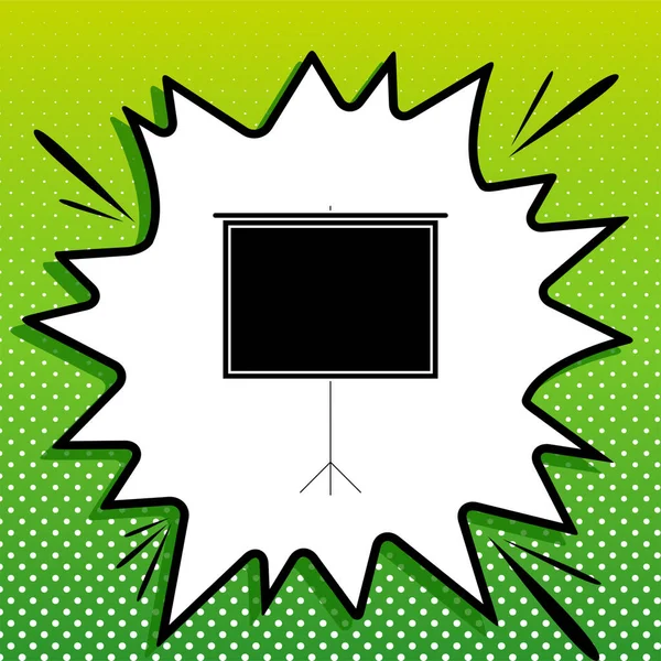 空白投影屏幕 带有白斑的绿色背景的白色弹珠上的黑色图标 — 图库矢量图片