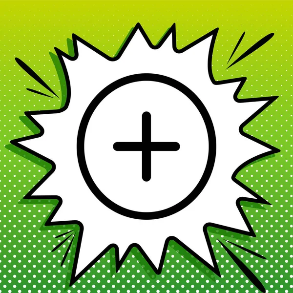 Positiv Symbol Tecken Svart Ikon Vit Popart Splash Grön Bakgrund — Stock vektor