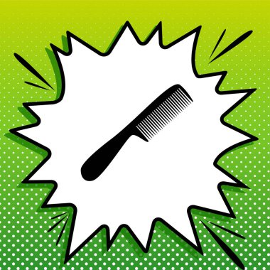 Basit işareti tara. Beyaz popart üzerine siyah simge Yeşil arka planda beyaz benekli sıçrama.