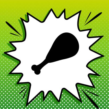 Tavuk budu işareti. Beyaz popart üzerine siyah simge Yeşil arka planda beyaz benekli sıçrama.