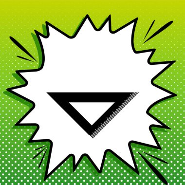 Cetvel işareti çizimi. Beyaz popart üzerine siyah simge Yeşil arka planda beyaz benekli sıçrama.