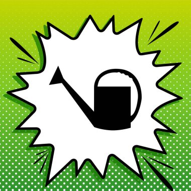 Su tabelası. Beyaz popart üzerine siyah simge Yeşil arka planda beyaz benekli sıçrama.