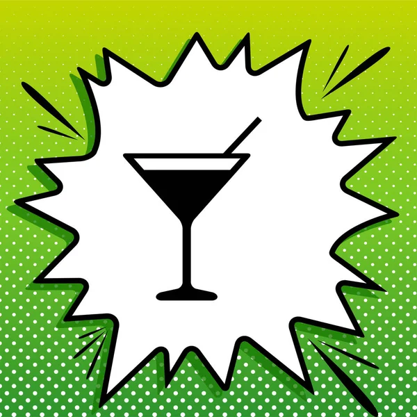 Illustrazione Del Segno Del Cocktail Icona Nera Popart Bianco Splash — Vettoriale Stock