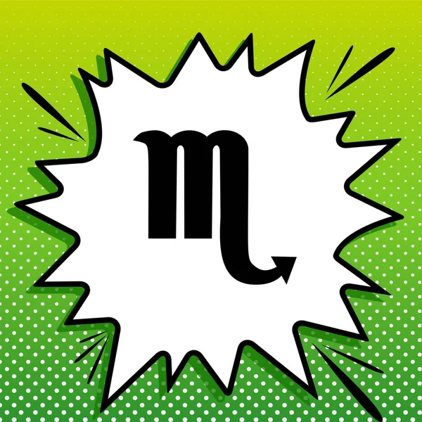 Scorpio Sign Illustration Black Icon White Popart Splash Green Background — Stock Vector