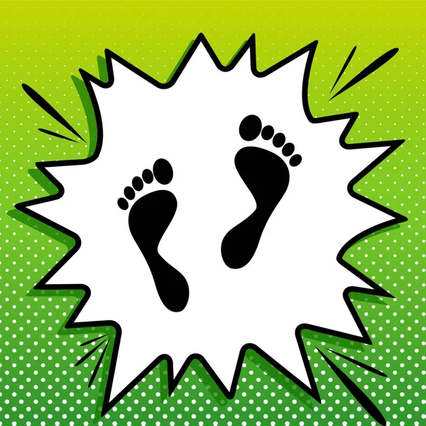 Знак Отпечатков Ног Черная Икона Белом Арт Фоне Зеленом Фоне — стоковый вектор