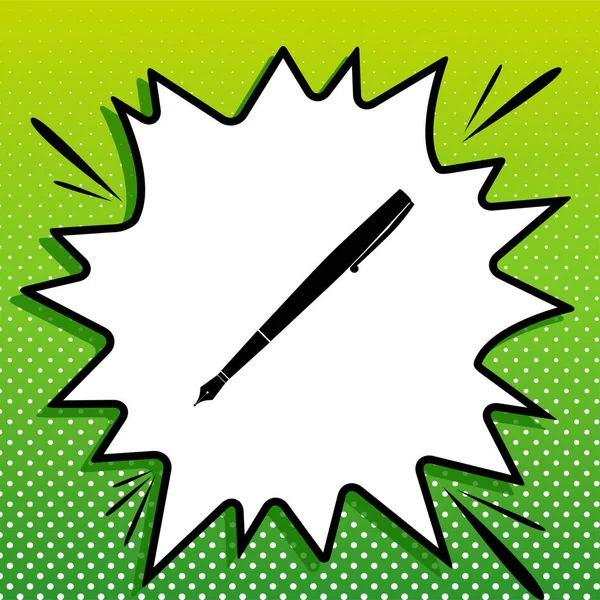 Εικονογράφηση Σημείου Στυλό Μαύρο Εικονίδιο Λευκό Popart Splash Πράσινο Φόντο — Διανυσματικό Αρχείο
