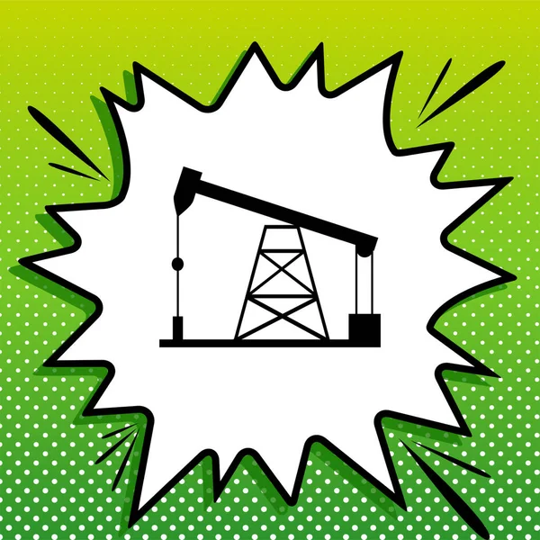 Oil Drilling Rig Sign Black Icon White Popart Splash Green — Stock Vector