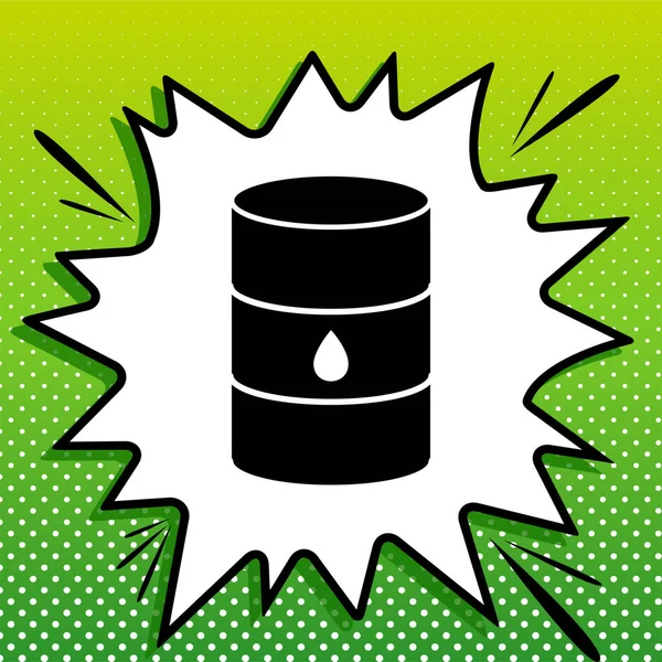 Знак Нафтового Бареля Чорна Ікона Білому Поп Чарті Splash Зеленому — стоковий вектор