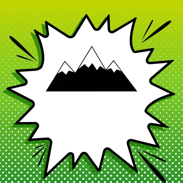 Ilustracja Znaku Górskiego Czarna Ikona Białym Popart Splash Zielonym Tle — Wektor stockowy