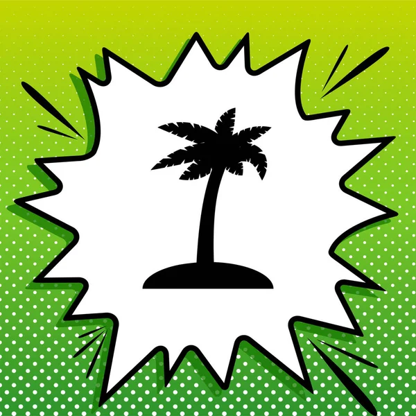 Πινακίδα Φοινικόδεντρου Μαύρο Εικονίδιο Λευκό Popart Splash Πράσινο Φόντο Λευκές — Διανυσματικό Αρχείο