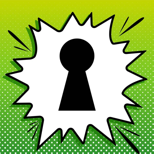 キーホールの看板イラスト 白斑の黒アイコン白斑の緑の背景でスプラッシュ — ストックベクタ