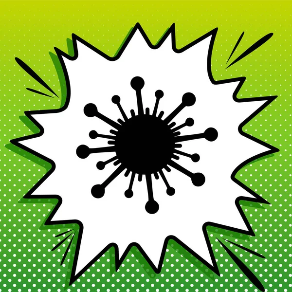 Illustrazione Virus Segno Icona Nera Popart Bianco Splash Sfondo Verde — Vettoriale Stock