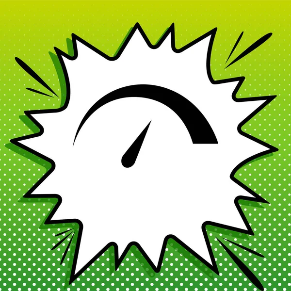 Snelheidsmeter Teken Illustratie Zwarte Icoon Witte Popart Splash Groene Achtergrond — Stockvector