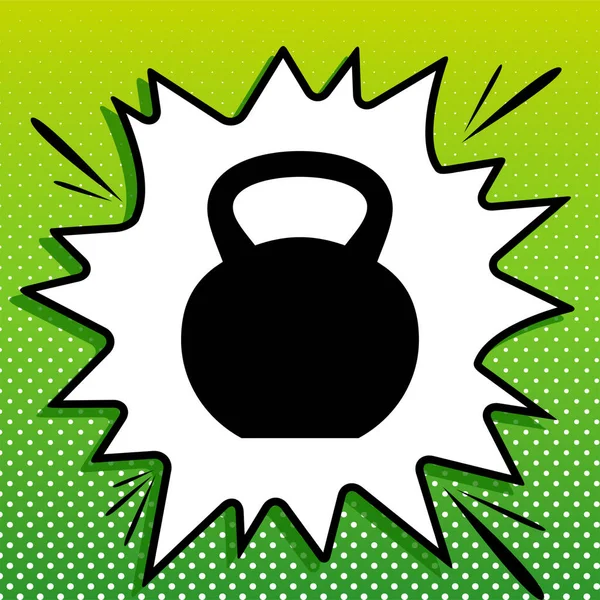 Fitness Dumbbell Sign Black Icon White Popart Splash Green Background — Stock Vector