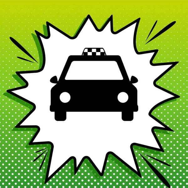 タクシーの看板イラスト 白斑の黒アイコン白斑の緑の背景でスプラッシュ — ストックベクタ