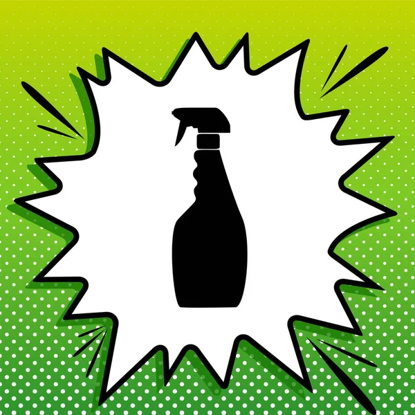 Bottiglia Plastica Pulizia Icona Nera Popart Bianco Splash Sfondo Verde — Vettoriale Stock