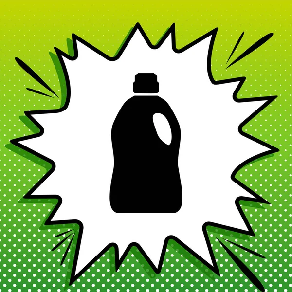 Bottiglia Plastica Pulizia Icona Nera Popart Bianco Splash Sfondo Verde — Vettoriale Stock