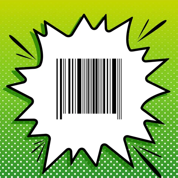 Bar Code Sign Black Icon White Popart Splash Green Background — Stock Vector