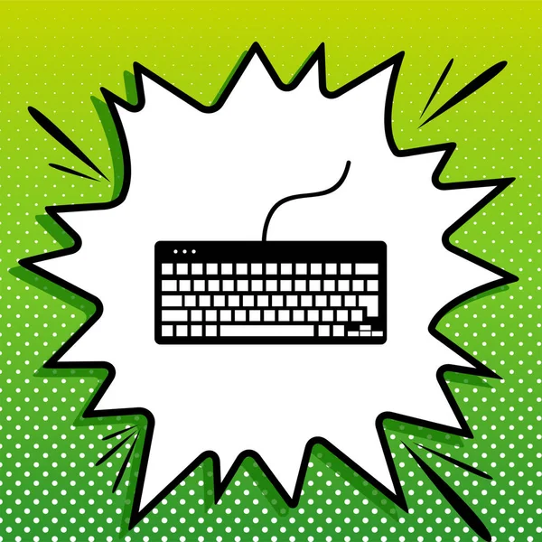 Toetsenbord Eenvoudig Teken Zwarte Icoon Witte Popart Splash Groene Achtergrond — Stockvector