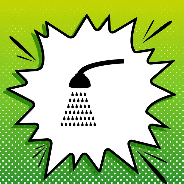 Душ Простий Знак Чорна Ікона Білому Поп Чарті Splash Зеленому — стоковий вектор