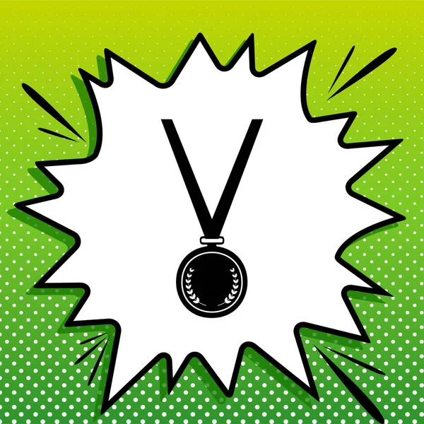 Médaille Simple Signe Icône Noire Sur Popart Blanc Splash Sur — Image vectorielle