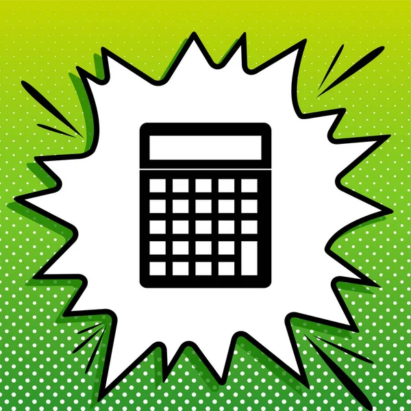 Calculator Simple Sign Black Icon White Popart Splash Green Background — Stock Vector