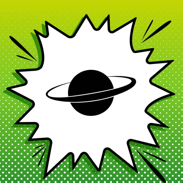 Planet Weltraumzeichen Schwarze Ikone Auf Weißem Popart Splash Auf Grünem — Stockvektor