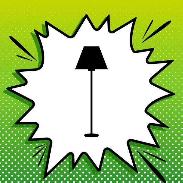 Lampa Enkelt Tecken Svart Ikon Vit Popart Splash Grön Bakgrund — Stock vektor