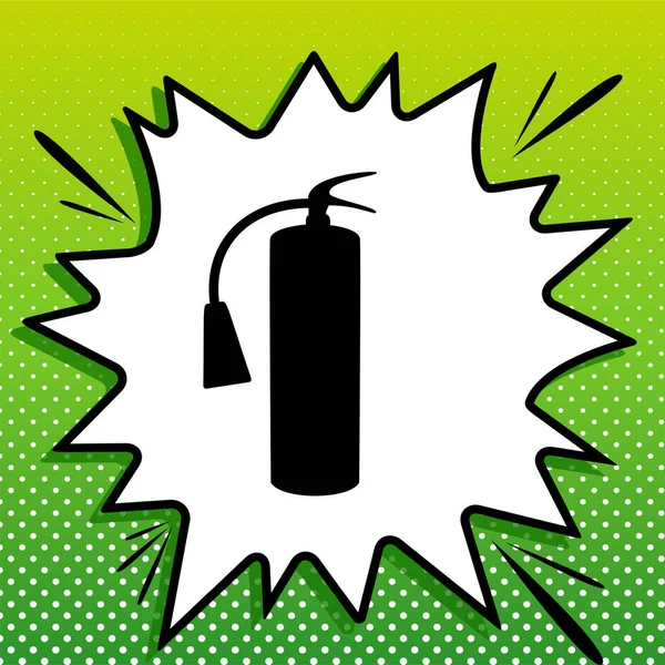 Σημάδι Πυροσβεστήρα Μαύρο Εικονίδιο Λευκό Popart Splash Πράσινο Φόντο Λευκές — Διανυσματικό Αρχείο