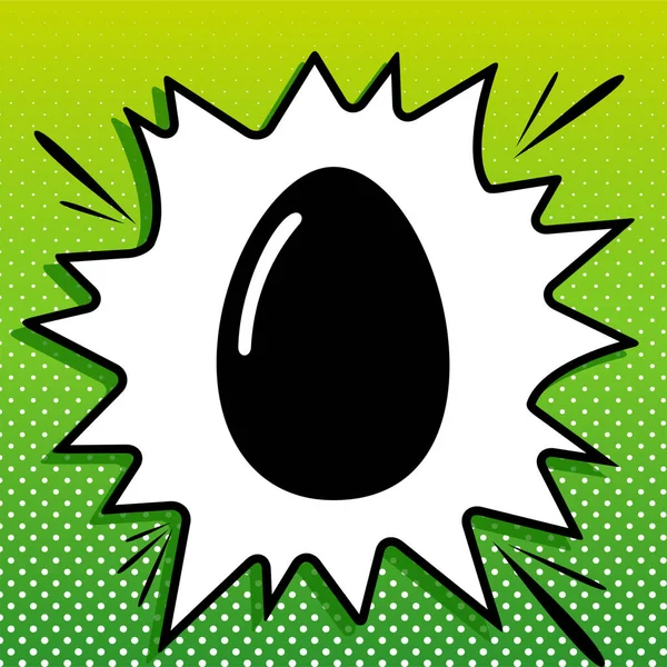 Znak Kurzego Jajka Czarna Ikona Białym Popart Splash Zielonym Tle — Wektor stockowy