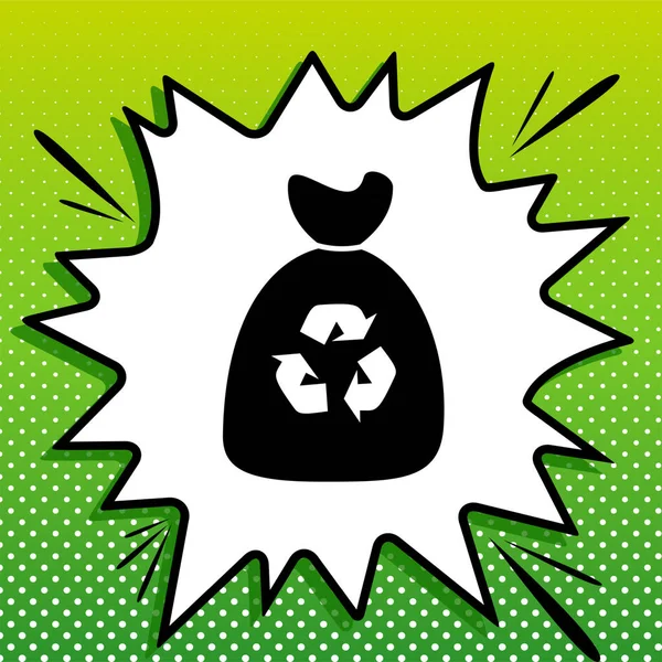 Müllsack Ikone Schwarze Ikone Auf Weißem Popart Splash Auf Grünem — Stockvektor