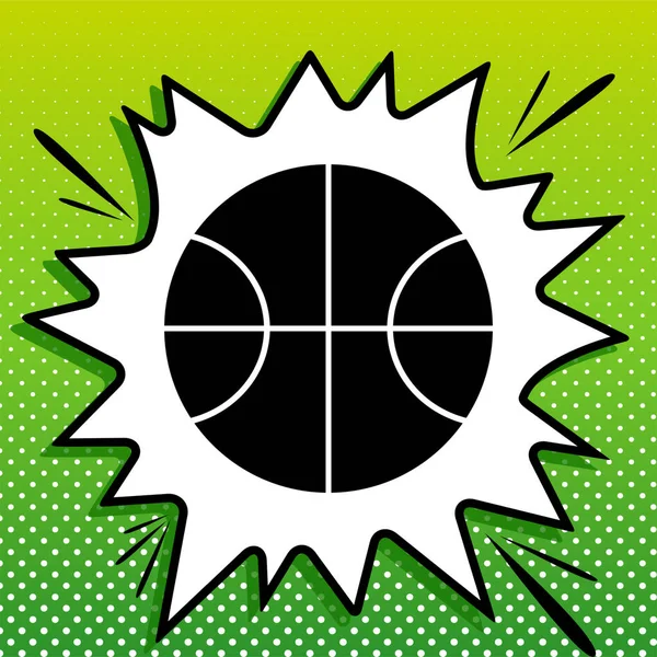 Basketbol Tabelası Illüstrasyonu Beyaz Popart Üzerine Siyah Simge Yeşil Arka — Stok Vektör