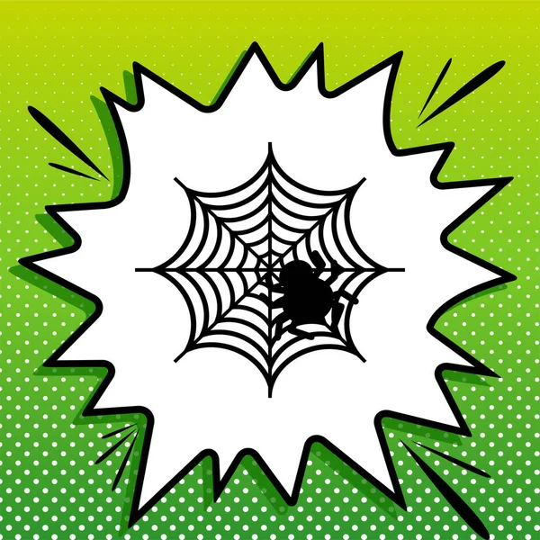 Spider Sull Illustrazione Web Icona Nera Popart Bianco Splash Sfondo — Vettoriale Stock