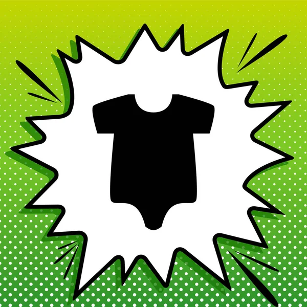 Babaruha Illusztráció Fekete Ikon Fehér Popart Splash Zöld Háttér Fehér — Stock Vector