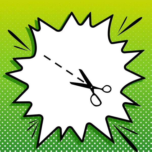 Εικόνα Πινακίδας Ψαλιδιού Μαύρο Εικονίδιο Λευκό Popart Splash Πράσινο Φόντο — Διανυσματικό Αρχείο