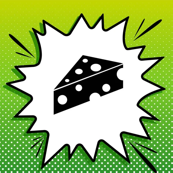 奶酪Maasdam标志 带有白斑的绿色背景的白色弹珠上的黑色图标 — 图库矢量图片