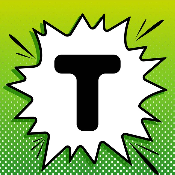 字母T符号设计模板元素 带有白斑的绿色背景的白色弹珠上的黑色图标 — 图库矢量图片