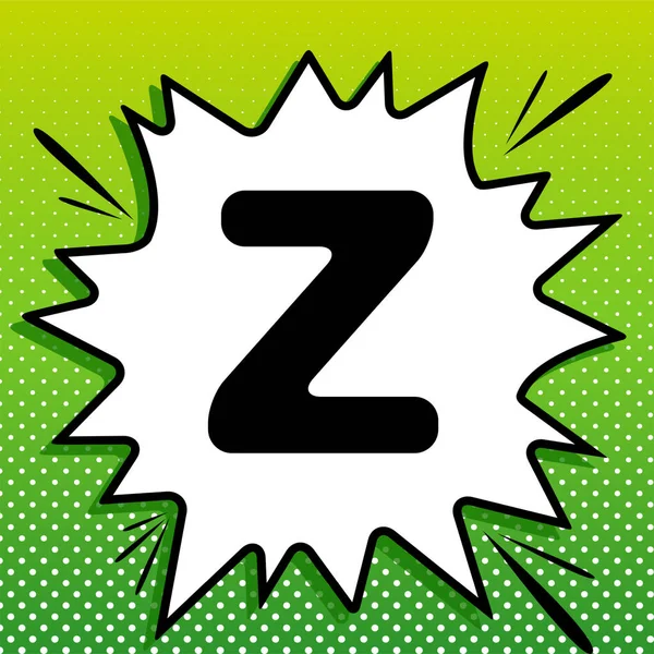 文字Zの記号デザインテンプレート要素 白斑の黒アイコン白斑の緑の背景でスプラッシュ — ストックベクタ