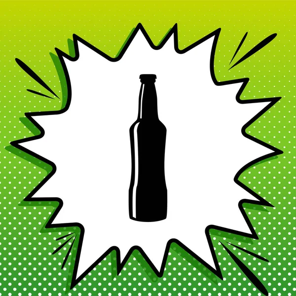 Segno Bottiglia Birra Icona Nera Popart Bianco Splash Sfondo Verde — Vettoriale Stock