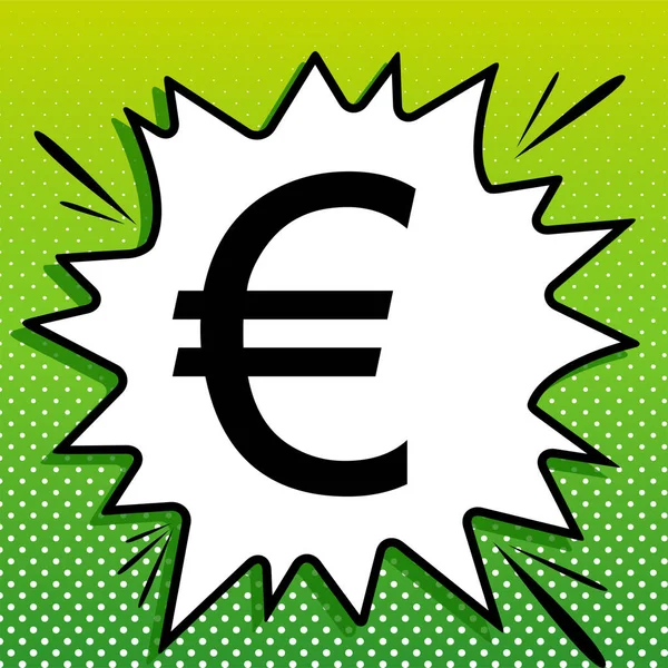Signo Euro Icono Negro Sobre Parte Blanca Salpicadura Fondo Verde — Vector de stock