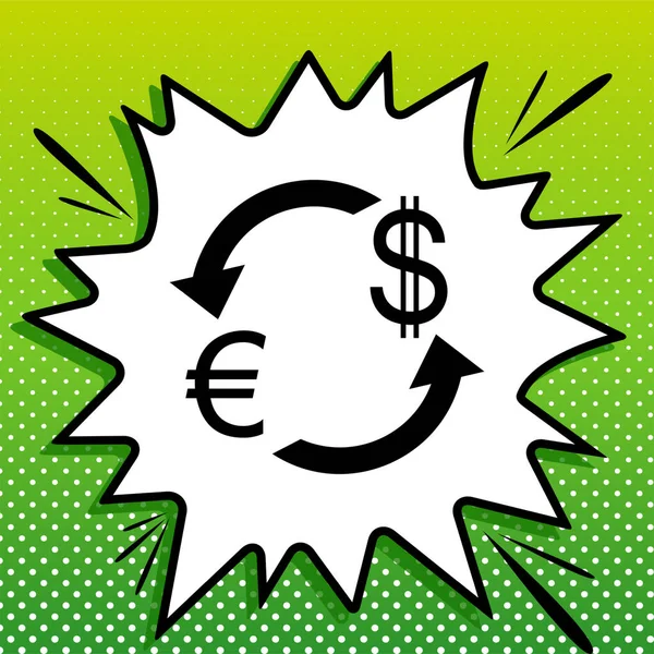 Wisselkoersbord Euro Dollar Zwarte Icoon Witte Popart Splash Groene Achtergrond — Stockvector