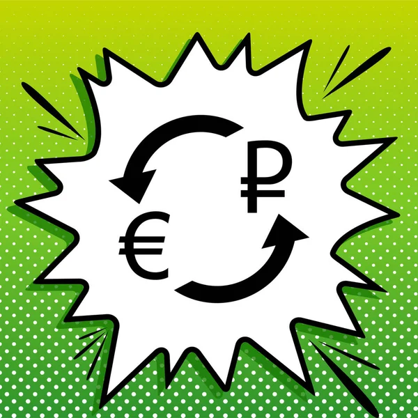 Signo Cambio Divisas Euro Rublo Rusia Icono Negro Sobre Parte — Vector de stock
